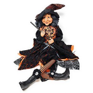 Halloween Elf Witch 24" Broomstick Party Decor Wreath Center